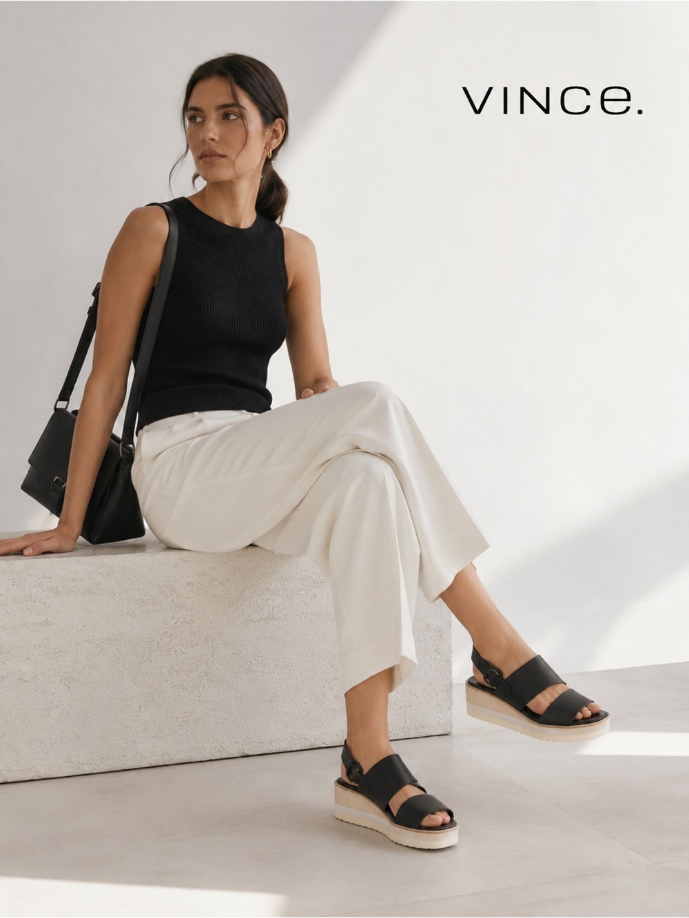 Vince Black and White Platform Sandals